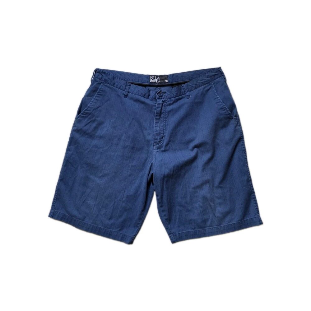 Billabong Mens Blue Stripe Chino Walk Shorts Graphic Back Print Size 38 GUC